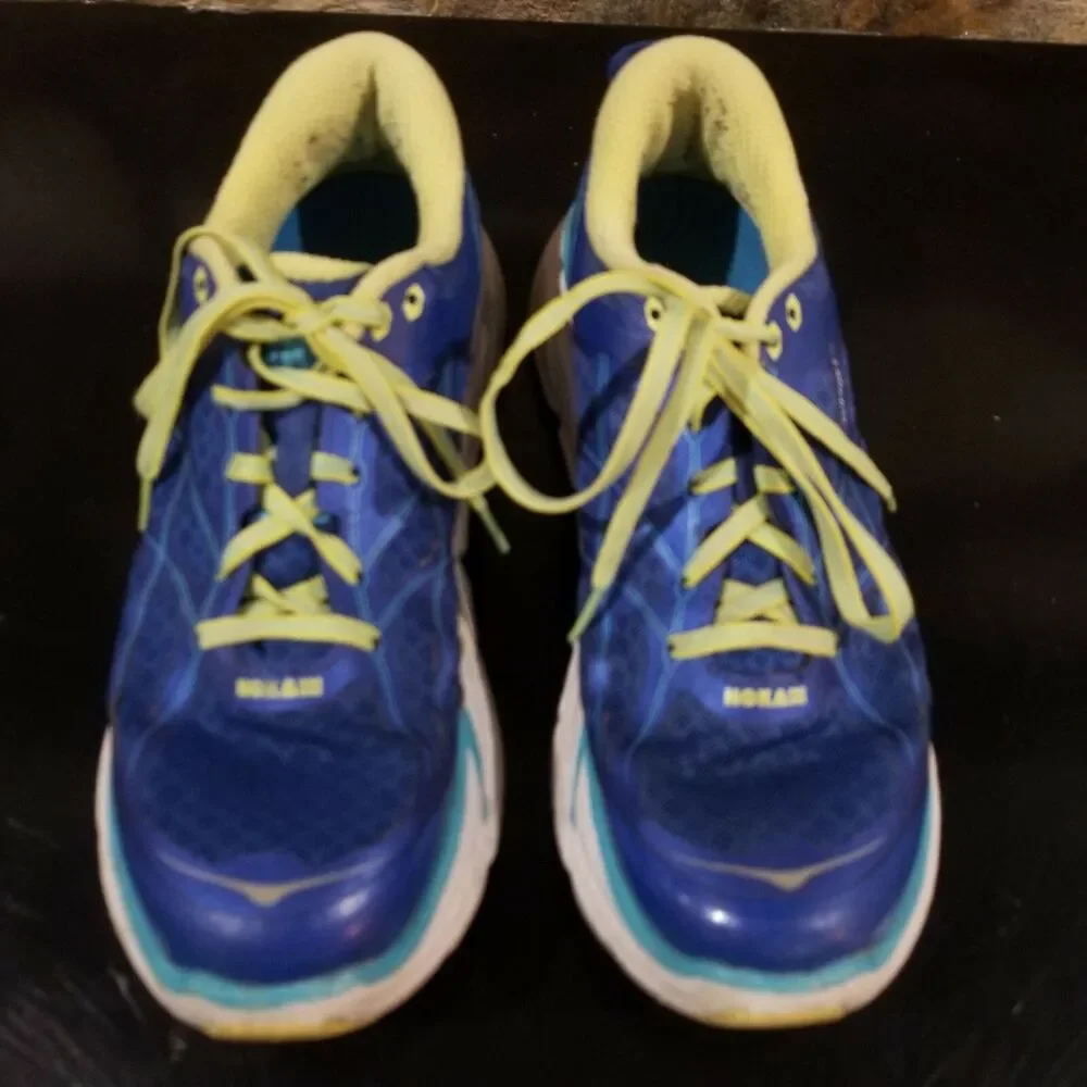 Hoka One One Clifton 2 Running Shoes Women’s Size 10 Blue Yellow
